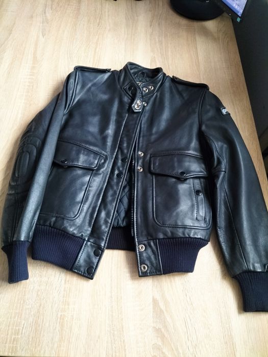 Шкіряна куртка ECHTES LEDER мото косуха пілот бомпер