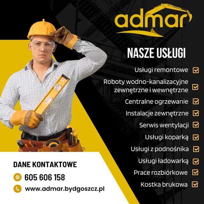 Usługi budowlane, hydraulika, remonty, koparka, podnośnik, kostka