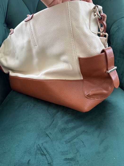 Сумка жіноча furla тоут, бежева, коричнева, з натуральної шкіри — zdjęcie 3