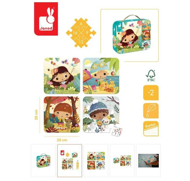 Janod Pory Roku Puzzle Progresywne 4 Układanki