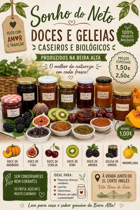 doces e geleias caseiras a partir de 1 euro