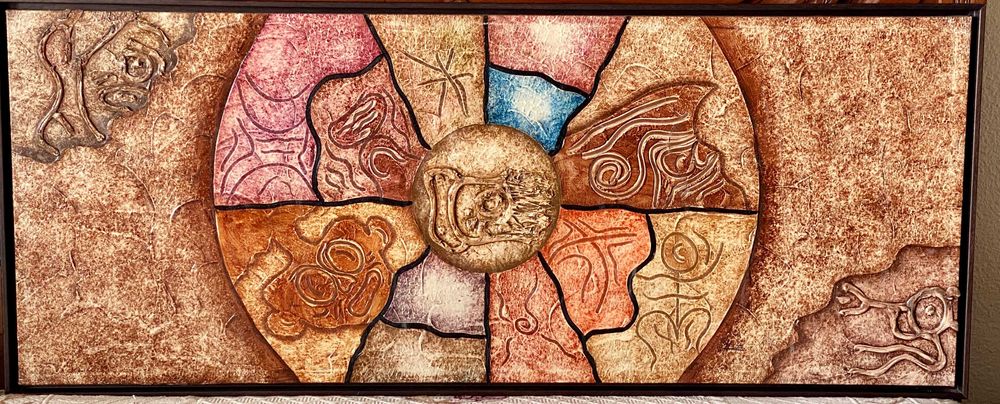 Quadro Abstrato com Composição Circular (50x125 cm)64751018722178120