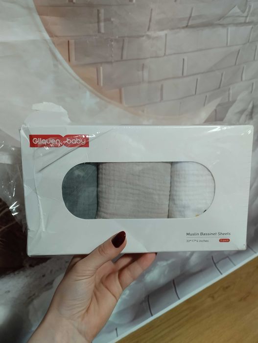 Prześcieradło z gumką do łóżeczka kołyski kosza 3 szt 100% bawełna