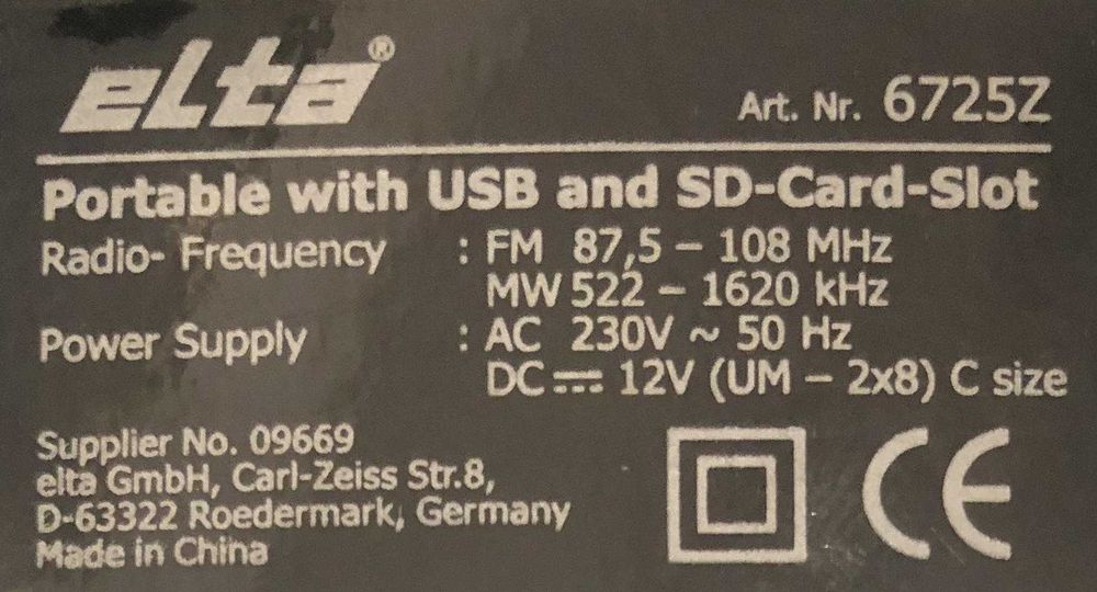 • ELTA 6725Z - Radio Magnetofon CD USB SD - (SPRAWNE)