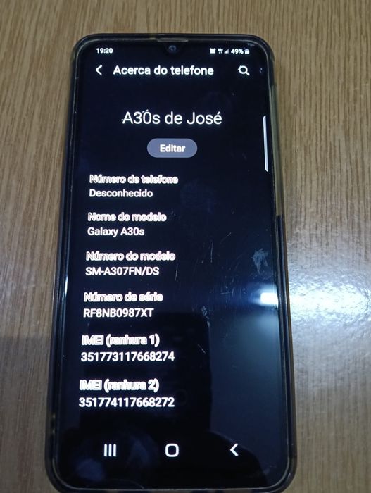 Samsung A30S a funcionar