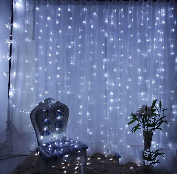 KURTYNA ŚWIETLNA LED 3X3 300 Lampki Na Święta BARWA Zimna / Ciepła