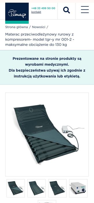Materac przeciwodleżynowy z kompresorem Timago