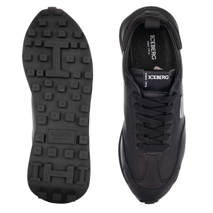 ICEBERG skórzane włoskie sneakersy/buty męskie BLACK