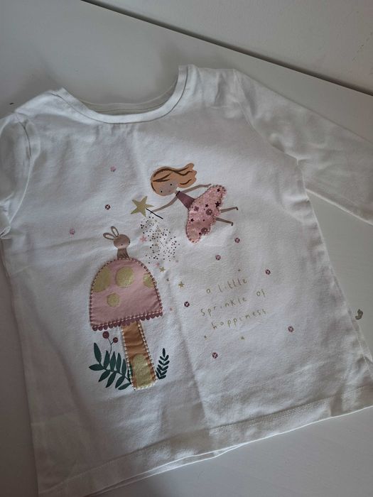 Biala bluzka z długim rękawem 92-98cm