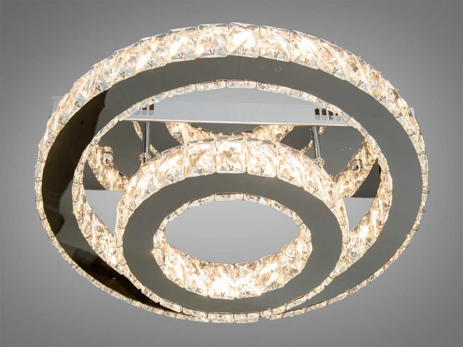 Стельова кришталева LED люстра два кільця  40W