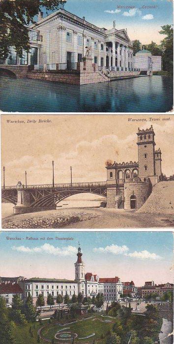 3x stara pocztówka > Warszawa Warschau. Poczta polowa 1917r