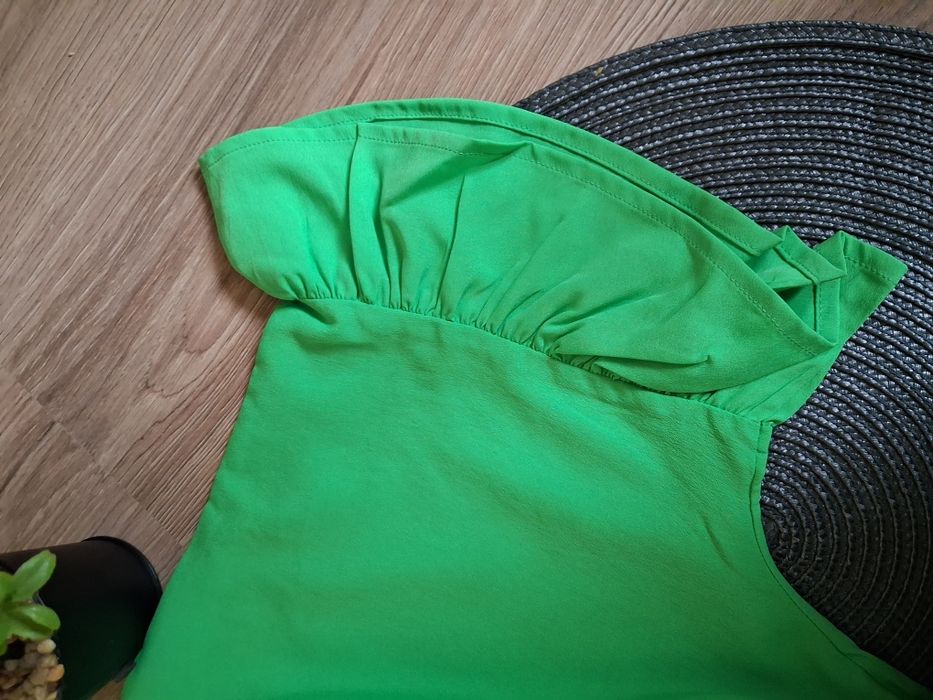 Zielona koszula bluzka z baskinką rozmiar 42