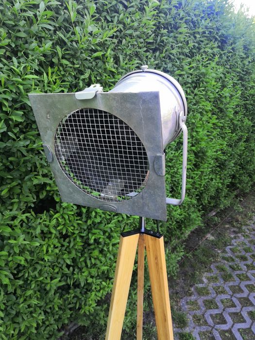 Lampa vintage, loft, przemysłowa alu + bambus. Hand made.