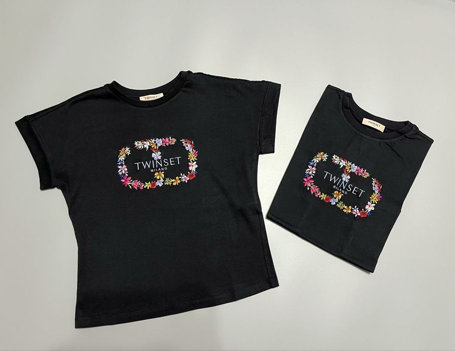 Нова жіноча футболка Twinset оригінал чорна з вишивкою Xs