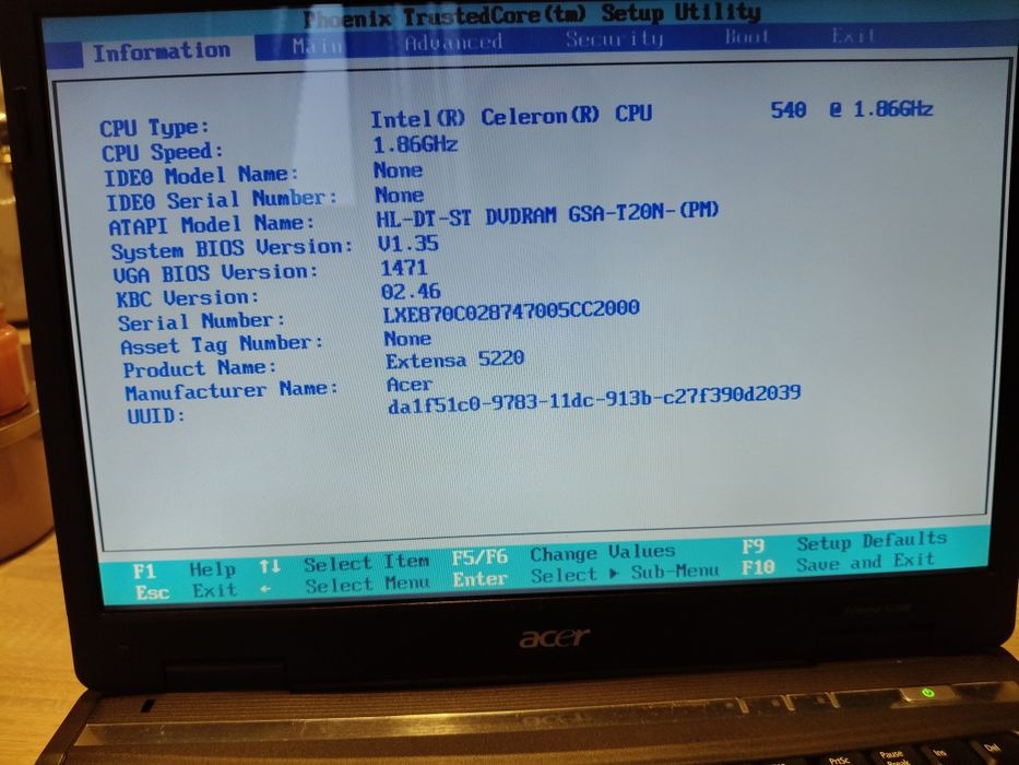 Laptop Acer extensa 5230E