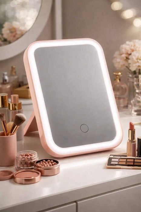 Настольное зеркало для макияжа с LED подсветкой  прямоугольное, USB