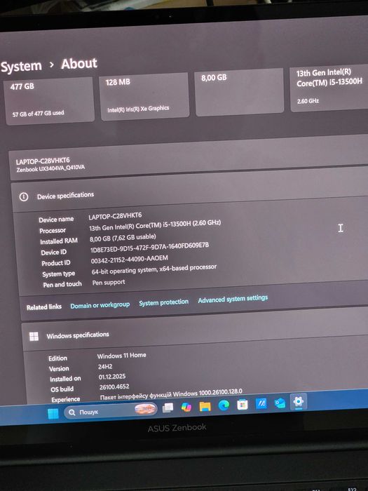 ASUS ZenBook 14X 14.5" OLED  2880х1800 120Hz Q420V i5-13500H 8/512GB