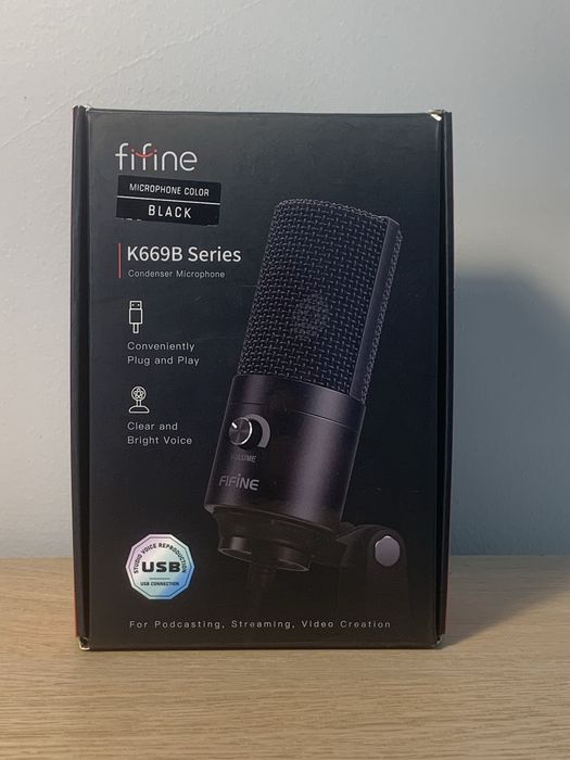 FIFINE K669B Microfone Condensador USB Preto + Tripé