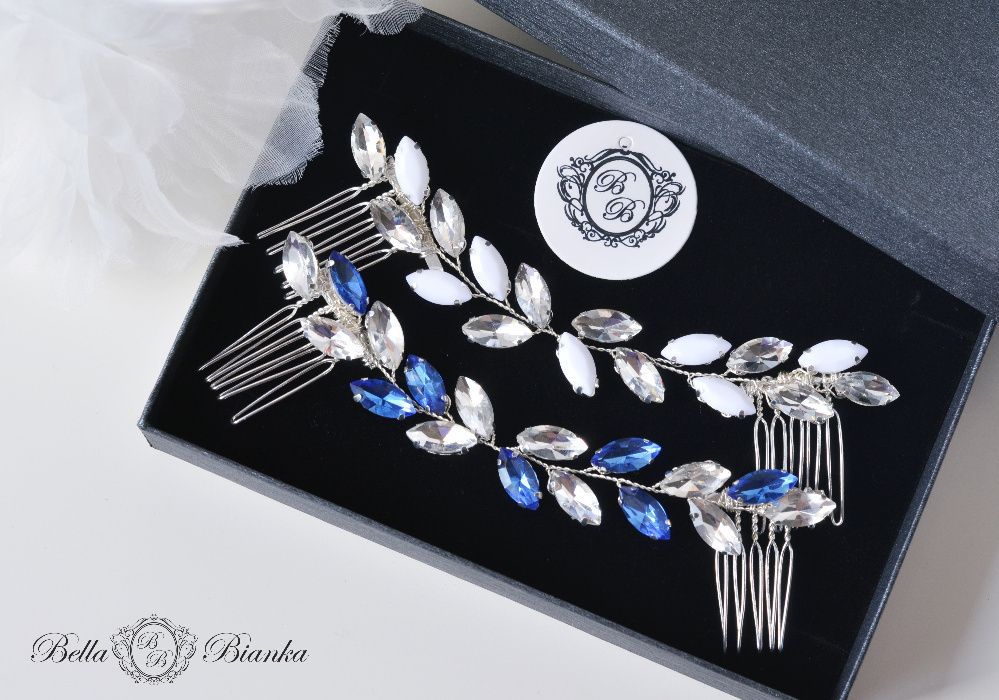 Kryształowy grzebyk ślubny do włosów MUNA wpinka ozdoba stroik kok