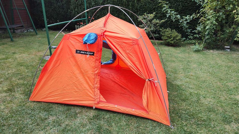 Japoński namiot ekspedycyjny DUNLOP DT-7202 KARAKORUM z początku lat 70. vintage retro pierwszy na świecie model kopułowy z podwieszoną sypialnią