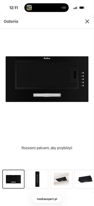 Okap AMICA OMP6211B Czarny 250m3/h 63dB klasa C  nowy