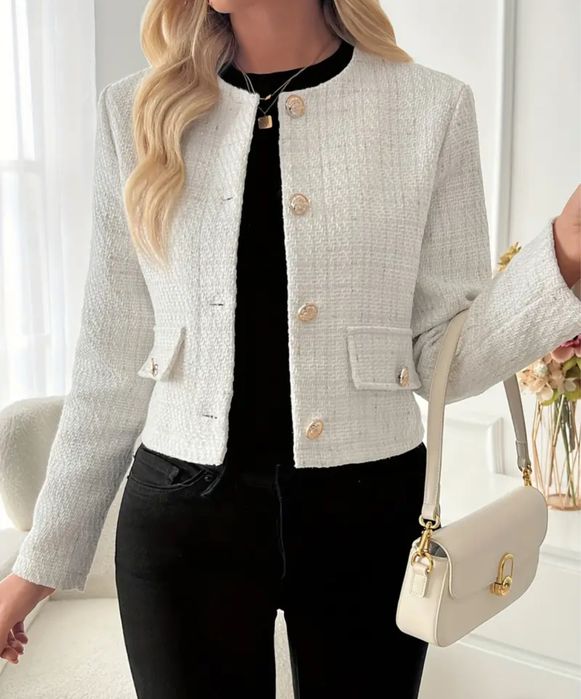 Молочний твідовий піджак