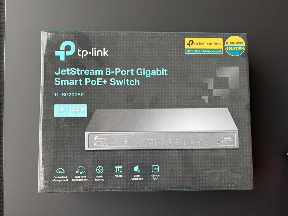 Omada switch PoE+ TL-SG2008p / 8 portów gigabitowych, w tym 4 porty PoE+