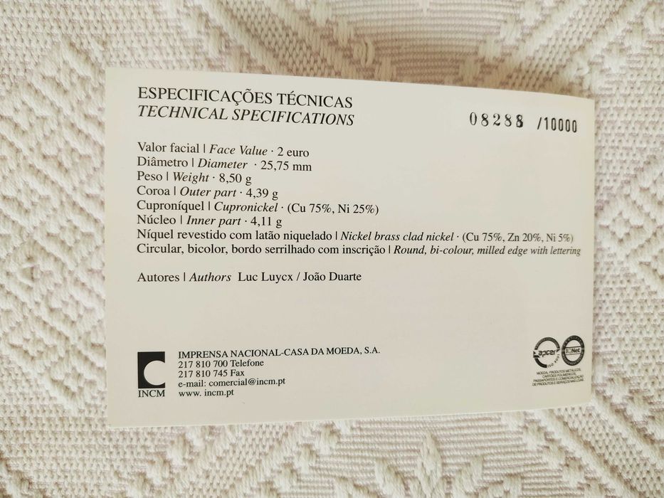 Moeda Proof de 2 euro de 2008 - Portugal 60º Aniversário da Declaração Universal dos Direitos Humanos