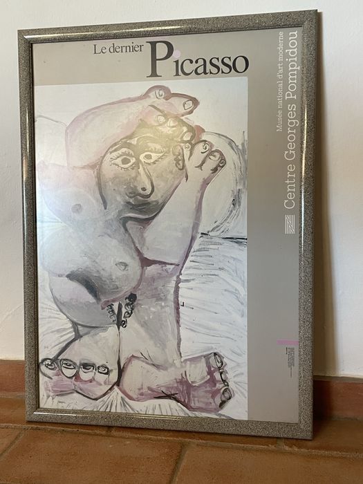 Cartaz Picasso do Centre Pompidou emoldurado (1987)