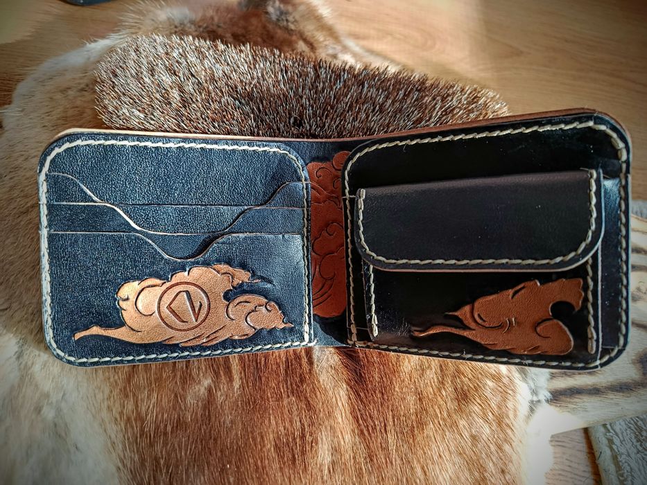 Portfel skóra naturalna ręcznie robiony handmade chińskie smoki