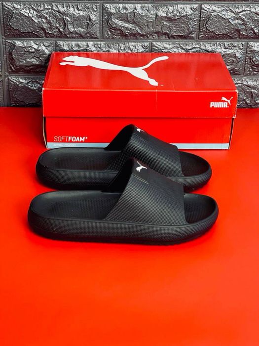 Мужские тапки шлепанцы Puma топ цена / слансы мужские черные пума шлепаны на море, тапочки для бассейна шлепанцы / капці Пума на кожен день