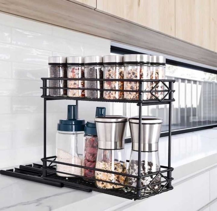 Półka kuchenna 2-poziomowy wysuwany regał na przyprawy Aceyoon
