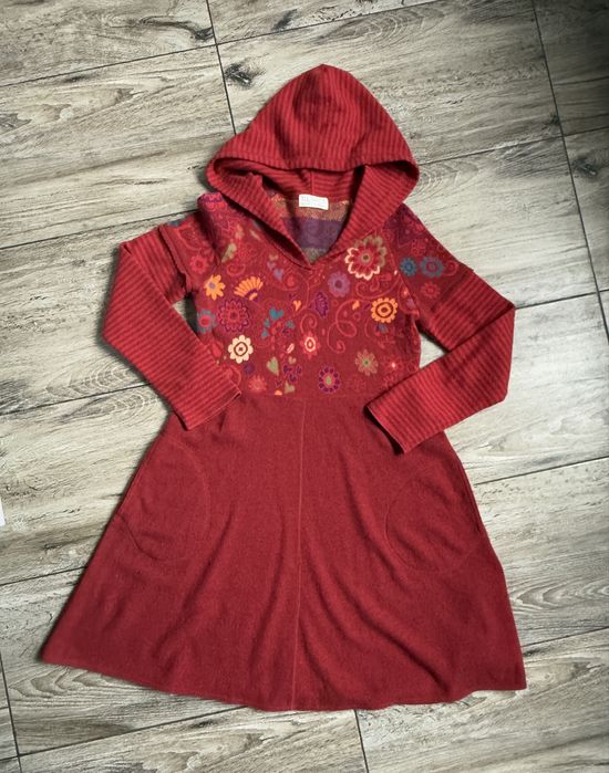 Wełniana Sukienka DUNQUE by Schweikardt Owcza Wełna Kwiaty 36 / 38