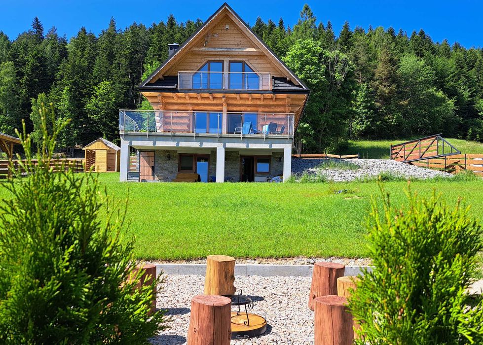 Zawoja Nowy dom z bala w górach balia/jacuzzi sauna basen taras Widoki