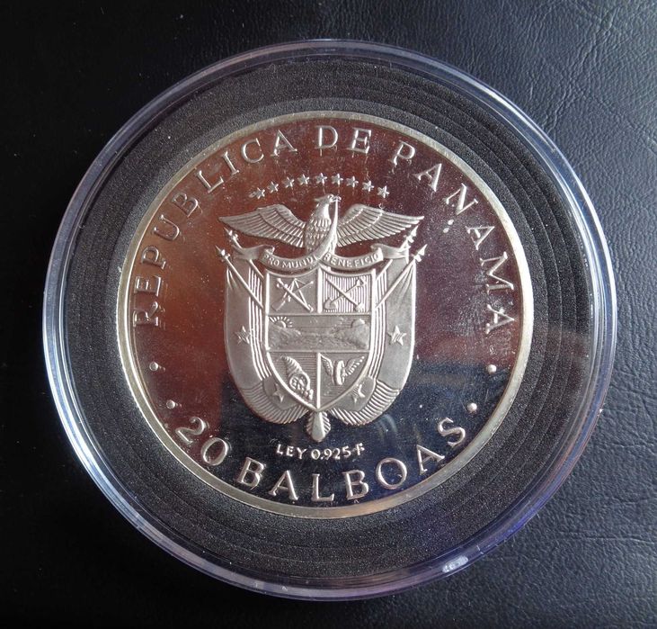 Moeda 20 Balboas Prata Panamá 1973 (60mm, 132 grs)