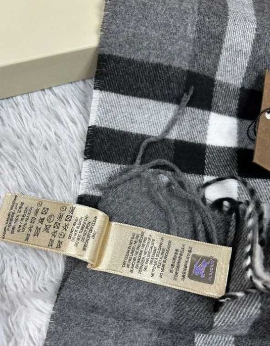 Шарф Burberry Grey Шарф барбери в клітинку сірий QR LOGO