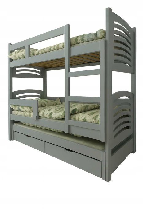 Łóżko piętrowe LILA 3 osobowe, materace 160x75 | 180x75 gratis