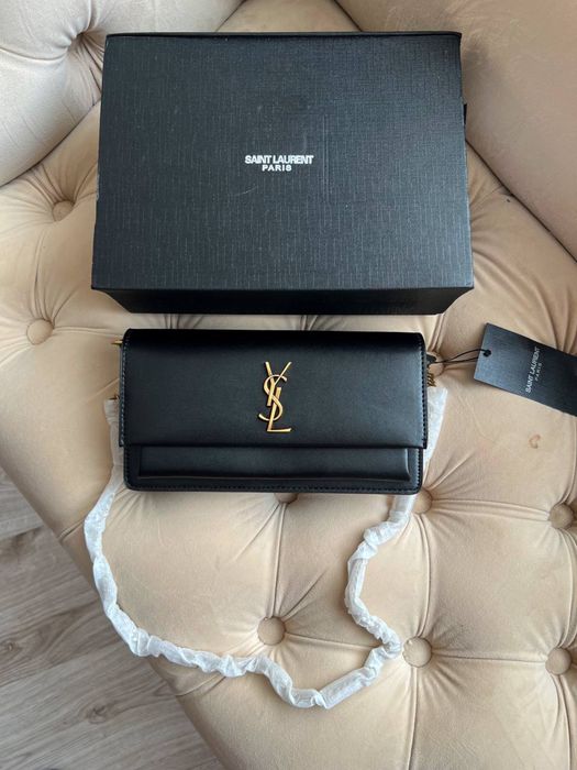 Сумка клатч YSL Yves Saint Laurent чорна, біла