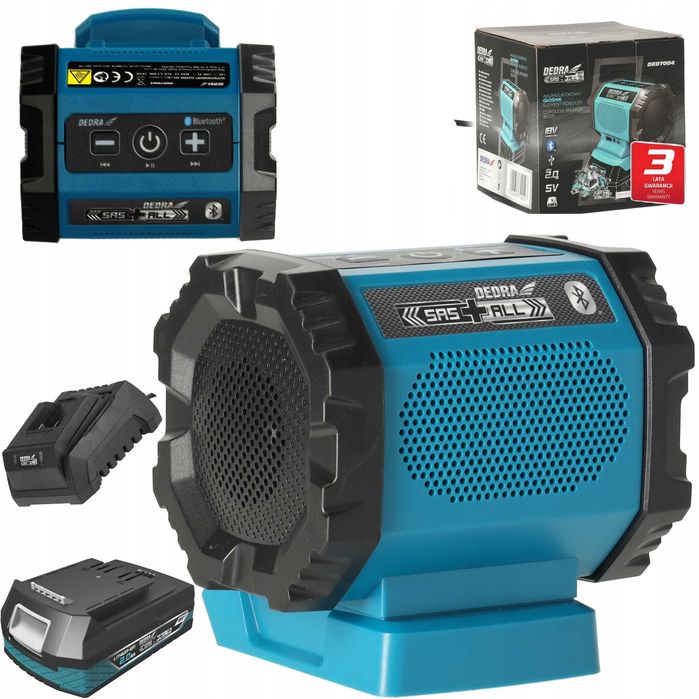 GŁOŚNIK bluetooth bezprzewodowy przenośny 2x3W Powerbank 2Ah USB AUX