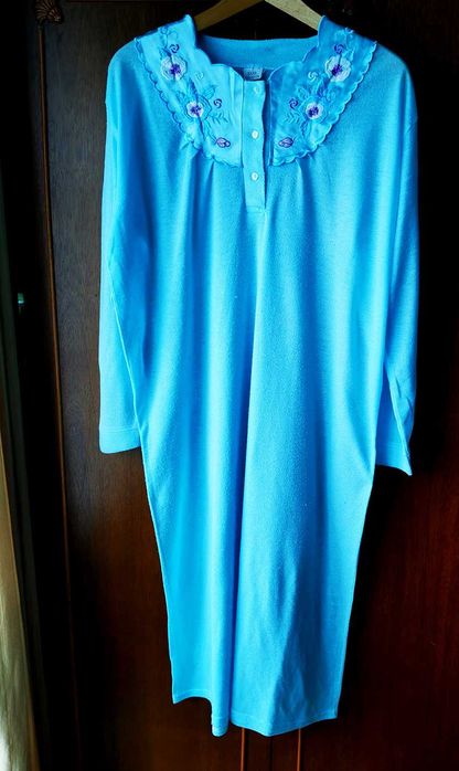 Koszula nocna bawełniana jasnoniebieska