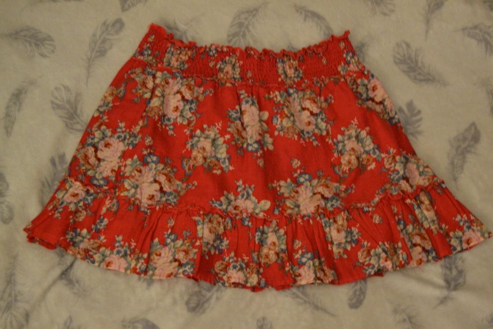 Spódnica Dorothy Perkins 10 38 kwiaty róże czerwon vintage shabby chic