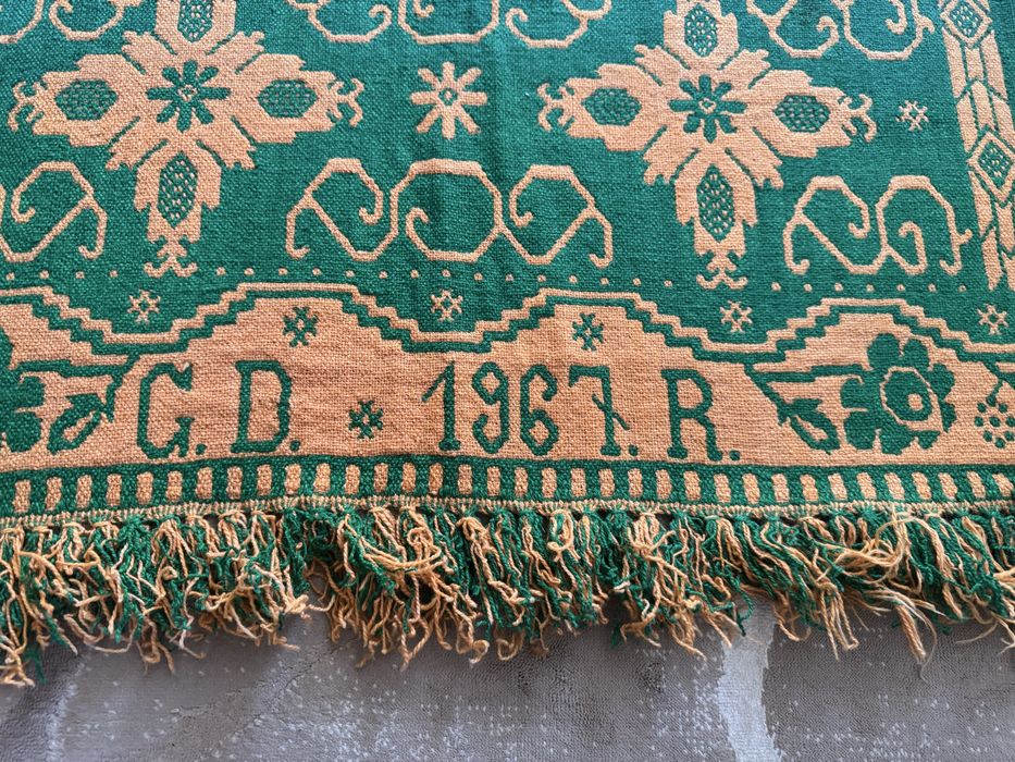 Narzuta tkana wełna owcza kilim 145 x 210 vintage PRL