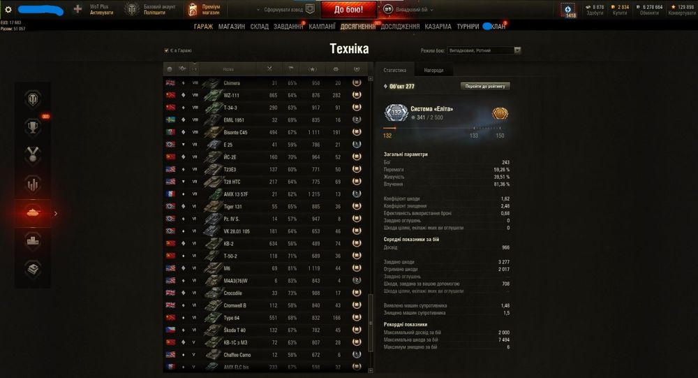Аккаунт World of Tanks WOT