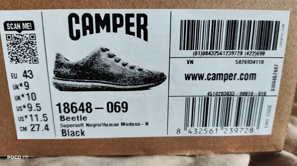 Camper Beetle czarne skórzane oxfordki rozm 43