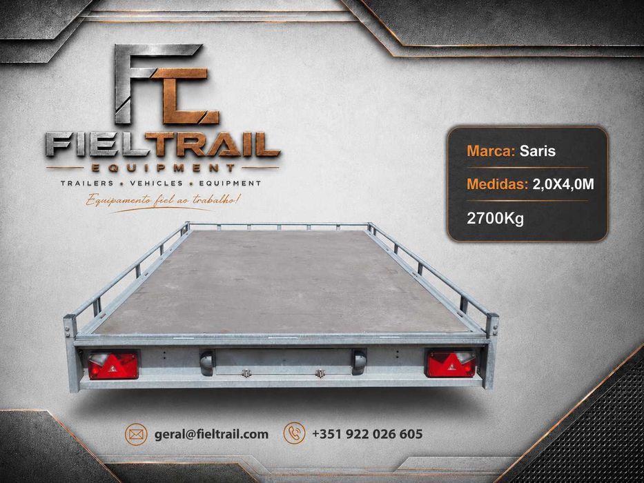 Atrelado SARIS 2700kg – 4,00 x 2,00m – Rampas Alumínio + Guincho