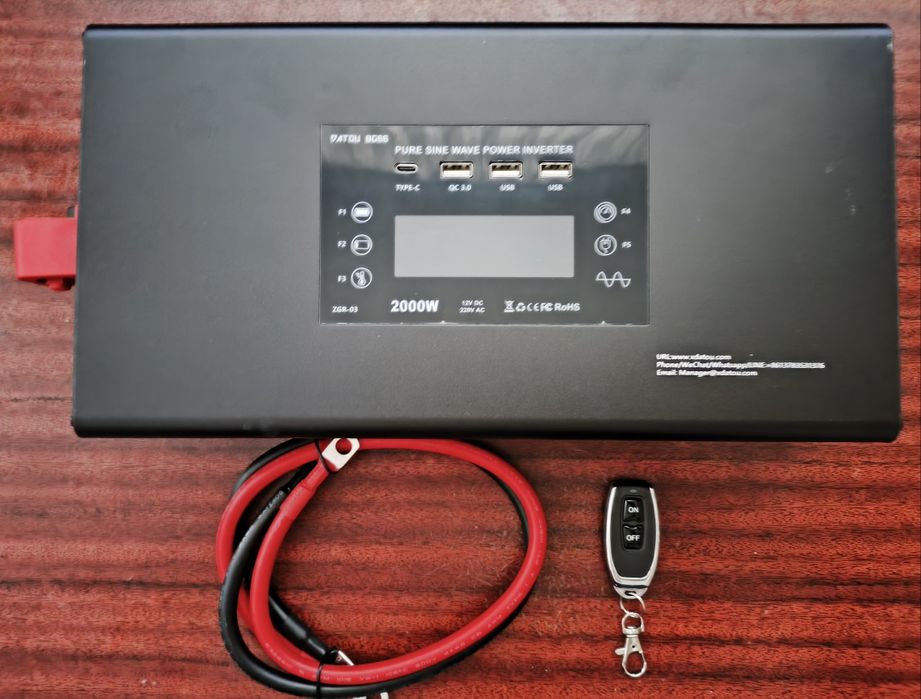 Інвертор Datouboss ZGR-03 2000W DC 12V  AC 220V чистий сінус пікова потужність 4000W