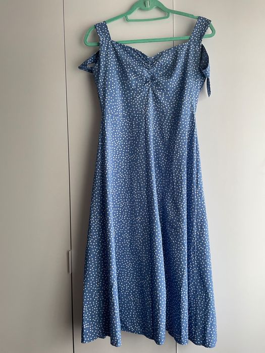 Сукня синя в горошок