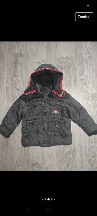 Topolino 98 kurtka chłopięca zimowa pikowana ocieplana polar kaptur