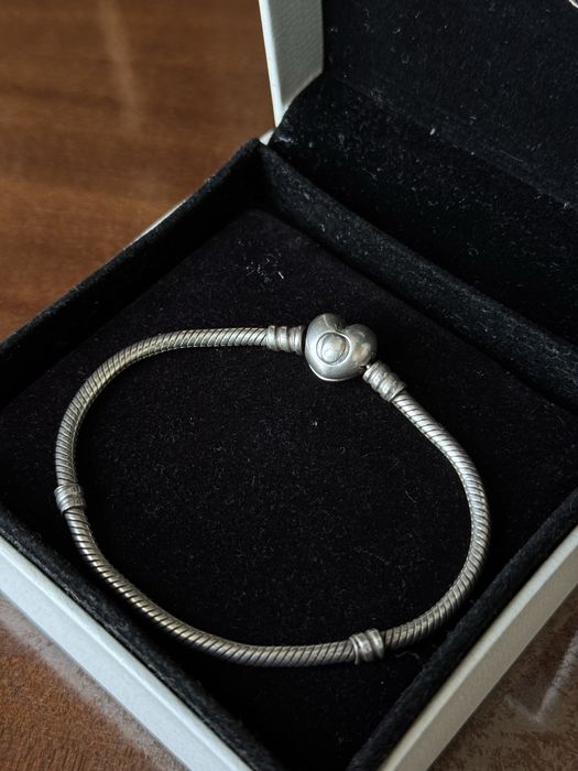 Браслет Pandora срібний із застібкою серце 17 см - оригінал