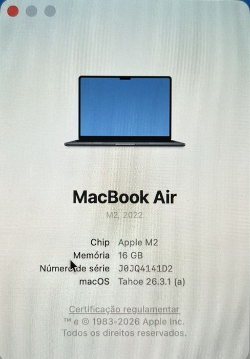 MacBook Air M2 13,6" | 16 GB RAM | 256 GB SSD | Como Novo